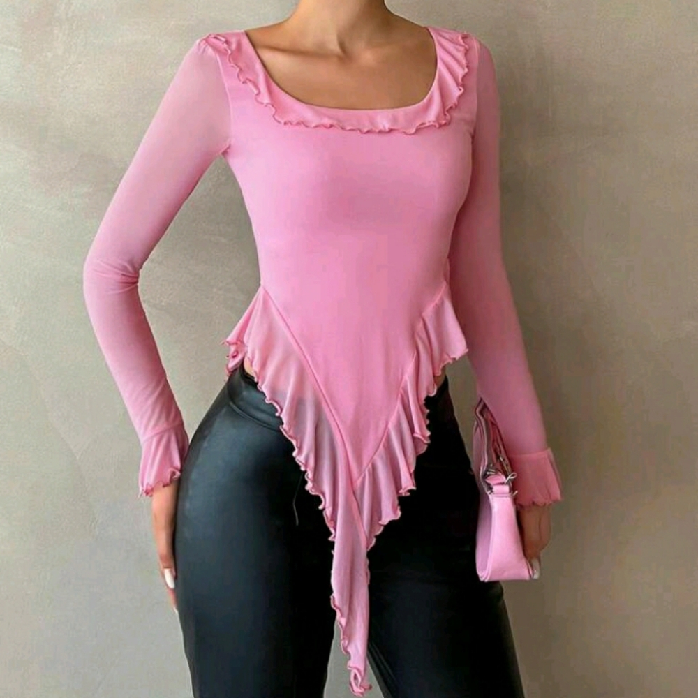 Pink Ruffle Blouse